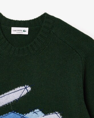Pullover aus Tuchwolle mit Krokodilmotiv