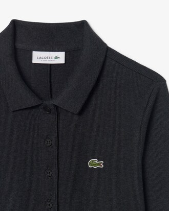 Slim Fit-Trainingskleid aus Baumwolle mit Rippstrick und Polokragen