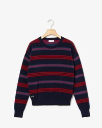 Damen-Pullover aus zweilagigem gestreiftem Piqu&eacute; und Jersey