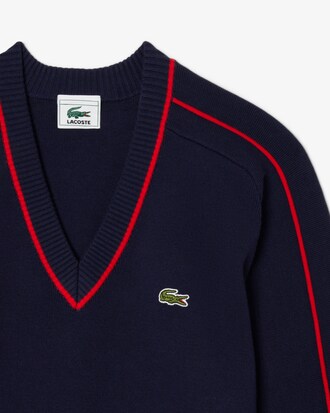 Pullover mit V-Ausschnitt und Streifen aus den Lacoste-Archiven
