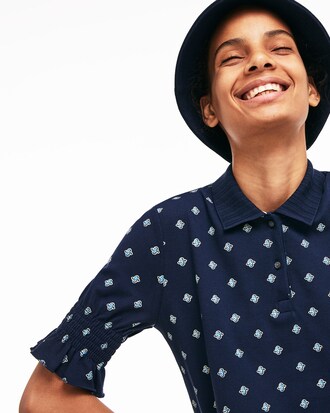 Damen-Poloshirt mit gesmokten &Auml;rmeln LACOSTE L!VE