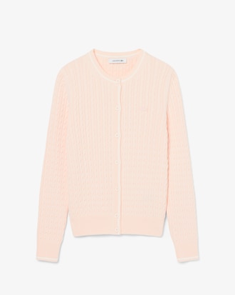 Gestreifter Cardigan aus Strick mit Zopfmuster
