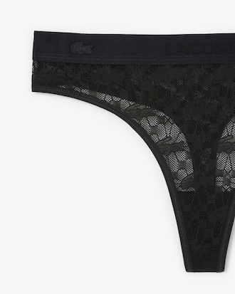 Tanga aus Spitze mit Logo-Bund