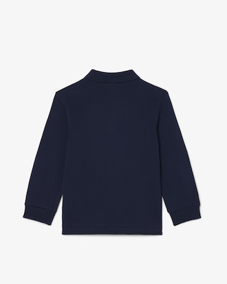 Polohemd aus Petit Piqu&eacute; mit langen &Auml;rmeln