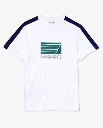 Herren Baumwoll-T-Shirt mit Kontrast-Streifen und maritimem Logo