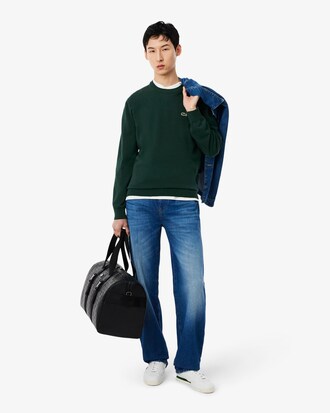Einfarbiger Pullover aus Baumwolle mit Rundhalsausschnitt