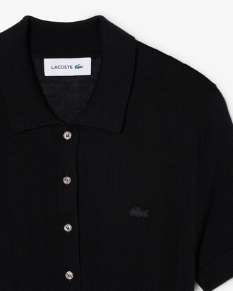 Faltenkleid aus Kaschmir-Mischgewebe mit Polokragen