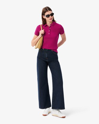 Slim Fit Damen LACOSTE Poloshirt aus Stretch-Baumwoll-Piqu&eacute;