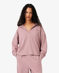 Loungewear-Sweatshirt aus Fleece mit Polokragen