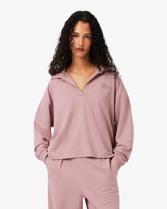 Loungewear-Sweatshirt aus Fleece mit Polokragen