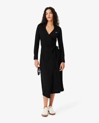 Slim Fit-Wickelkleid mit Polokragen