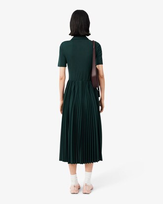 Pleated Fluid Jersey Polo Collar Dress