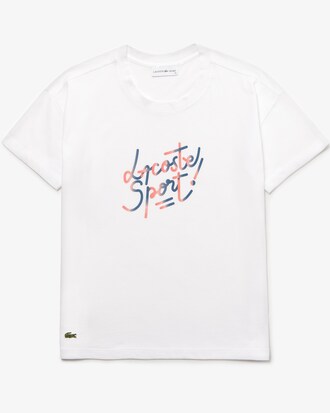 Damen LACOSTE SPORT Tennis T-Shirt aus Jersey mit Schattenmuster