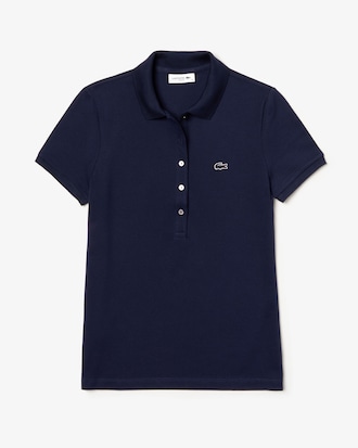 LACOSTE Slim Fit Damen-Poloshirt aus Mini-Piqu&eacute; mit Stretch