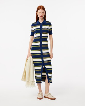 Regular Fit-Hemdkleid aus gestreiftem Rippstrick