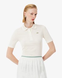 Slim Fit-Polohemd aus Seide mit perlenbesetztem Krokodil