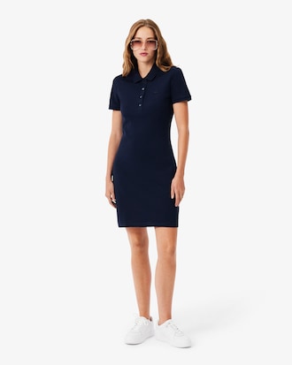 Slim Fit-Polokleid aus dehnbarem Mini Piqu&eacute;