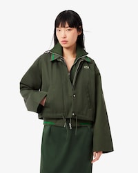 Oversized-Jacke aus Twill mit Logo-Polokragen