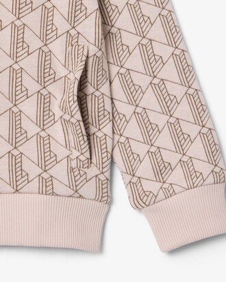 Fleece-Hoodie mit Rei&szlig;verschluss und Monogramm