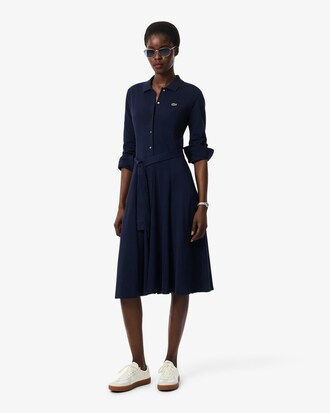 Polokleid aus Petit Piqu&eacute; mit G&uuml;rtel