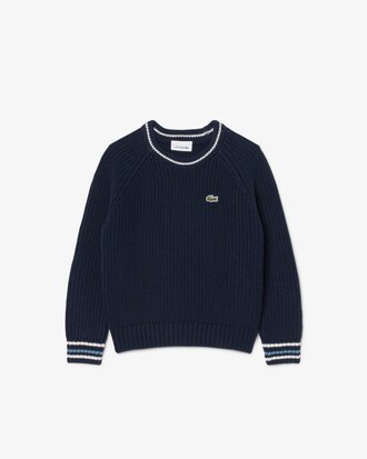 Pullover aus Wolle und Baumwolle mit Rundhalsausschnitt