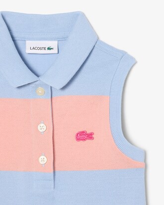 Gestreiftes, &auml;rmelloses Polokleid aus Petit Piqu&eacute;