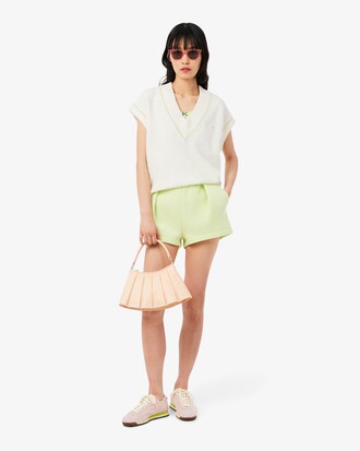 &Auml;rmelloser Pullover aus Baumwollmischgewebe mit V-Ausschnitt