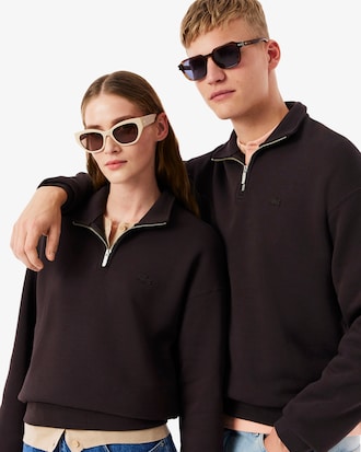 Sweatshirt aus schwerem Fleece mit Rei&szlig;verschluss und hohem Kragen
