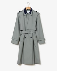 Langer Damen Canvas-Trenchcoat mit Windschutzleiste