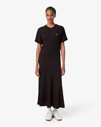 Langes, flie&szlig;endes T-Shirt-Kleid aus Piqu&eacute;