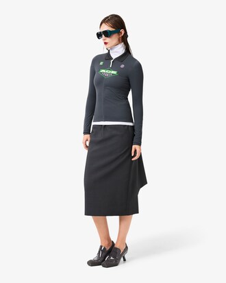 Runway Tight Fit Stretch-Polohemd mit Rei&szlig;verschluss