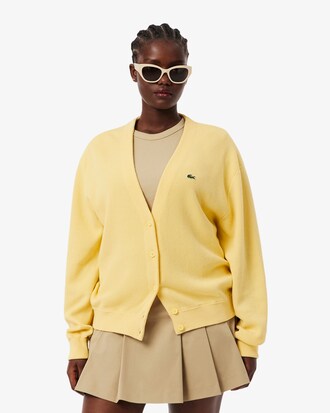 Cardigan aus Baumwolle mit Moosstrick und V-Ausschnitt