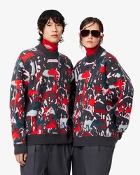 Runway Jacquard-Pullover aus Wollmischgewebe