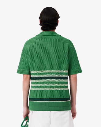 Pullover Runway mit Polokragen und durchbrochenen Streifen