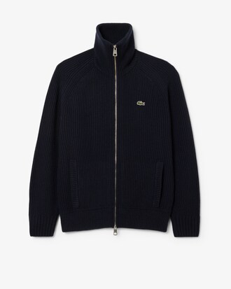 Pullover aus Tuchwolle mit hohem Kragen und Reißverschluss