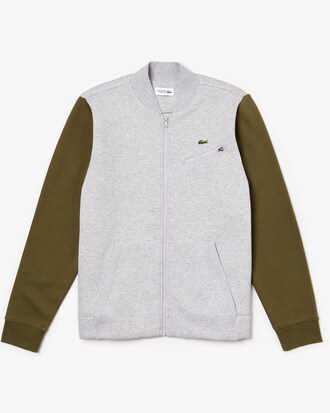 Herren LACOSTE SPORT Teddy-Jacke mit Kontrastärmeln