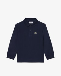 Polohemd aus Petit Piqu&eacute; mit langen &Auml;rmeln