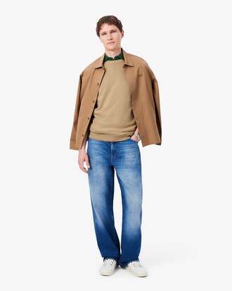Einfarbiger Pullover aus Baumwolle mit Rundhalsausschnitt