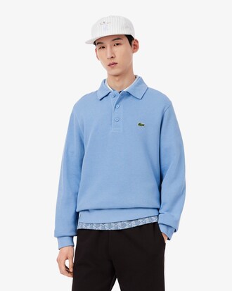 Rippstrick-Sweatshirt aus Baumwolle mit Polokragen