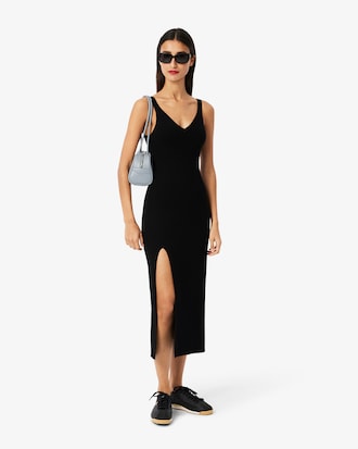Langes, nahtloses Rippstrickkleid