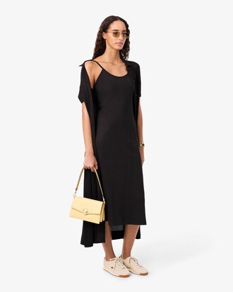 Maxikleid und Tr&auml;gern aus Rippstrick mit Baumwolle