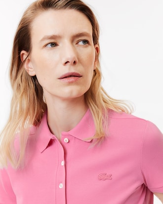 Slim Fit Damen LACOSTE Poloshirt aus Stretch-Baumwoll-Piqué