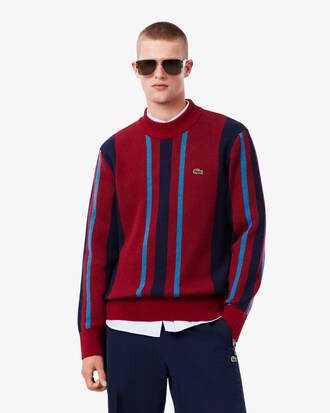 Archiv-Pullover mit hohem Kragen und Streifen