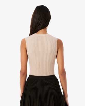 &Auml;rmelloser Pullover aus Merinowolle mit 3D-Strick