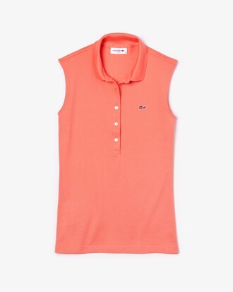 LACOSTE Slim Fit Damen-Poloshirt aus Mini-Piqu&eacute; mit Stretch