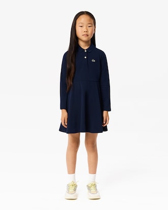 Polokleid aus Stretch-Piqué mit langen Ärmeln