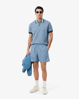 Halblange Badehose mit Monogramm-Druck