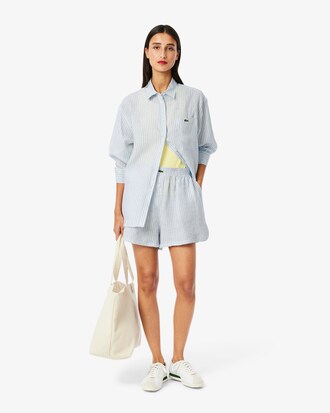 Gestreiftes Oversized-Hemd aus Leinen