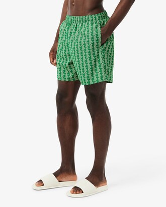 Halblange Badehose mit Monogramm-Druck