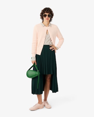 Gestreifter Cardigan aus Strick mit Zopfmuster